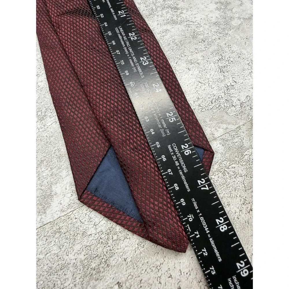 Ermenegildo Zegna Tie Mens OS Red 100% Silk Geometric Designer Necktie Italy